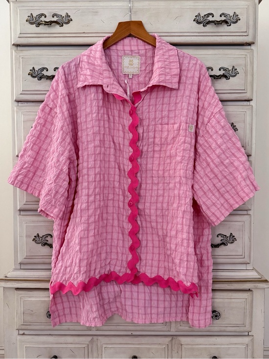 Simply Southern Tops - Simply Southern Pink Checkered Seersucker Top